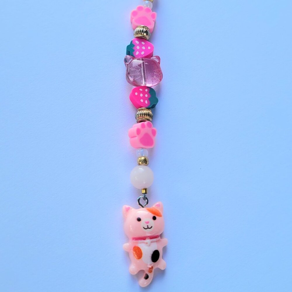 Pink Cat Keychain - Handmade - Picture 6 of 8
